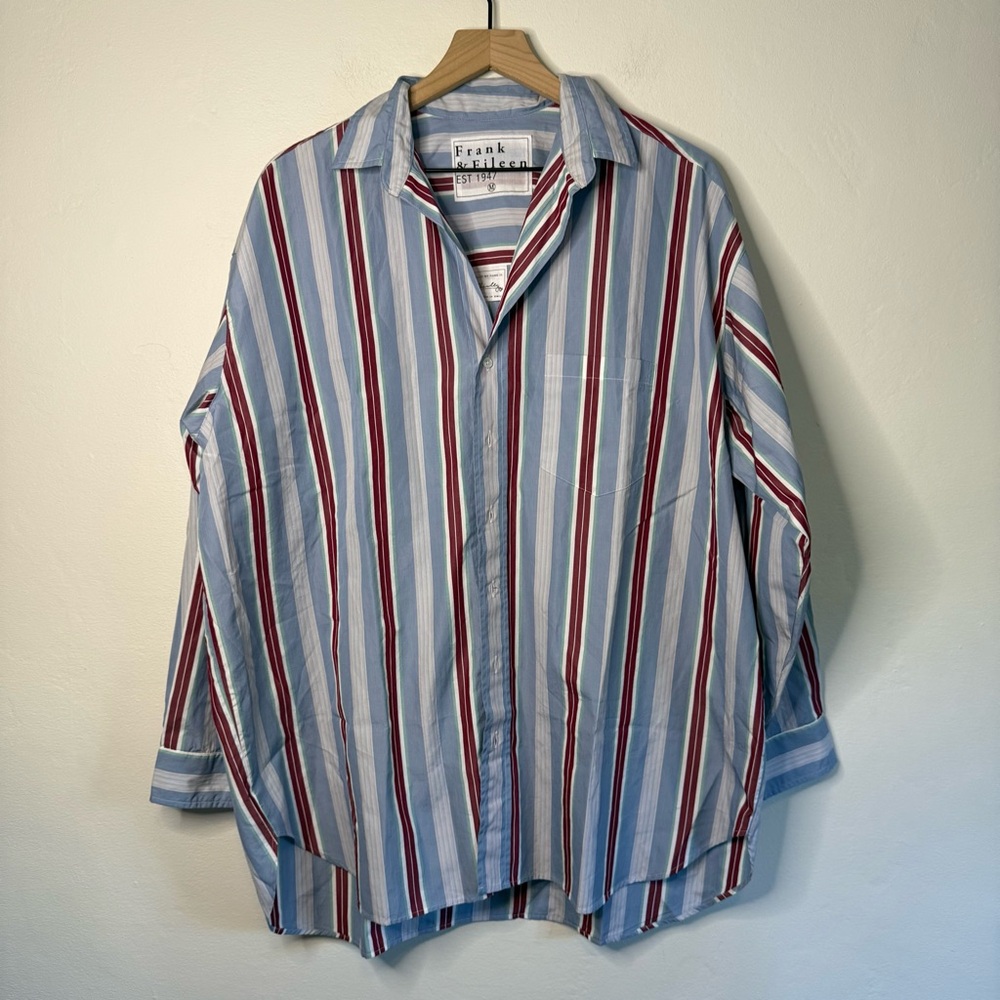 NEW Frank & Eileen Shirley Untuckable Button Up Striped Oversized Shirt